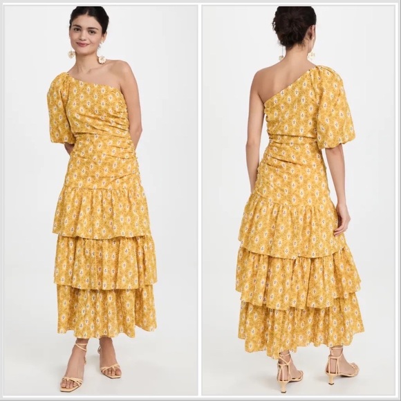 Veronica Beard Dresses & Skirts - NWT Veronica Beard Virginia Dress One Shoulder Sun Multi Yellow Size 0 NEW $798